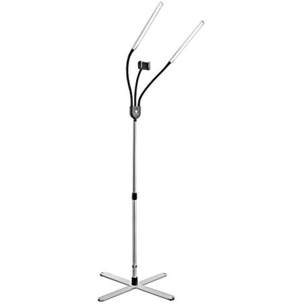 Daylight Gemini LED Floor Lamp | Dual Shade Beauty Light with Phone Holder