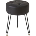 IBUYKE Faux Leather Round Vanity Stool – Modern Footrest with Gold Legs