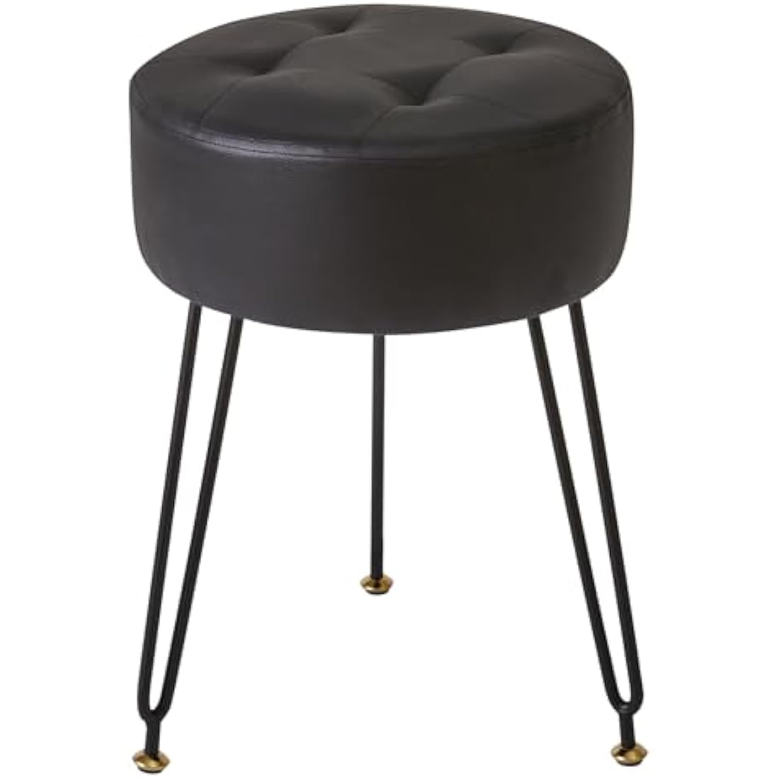 IBUYKE Faux Leather Round Vanity Stool – Modern Footrest with Gold Legs