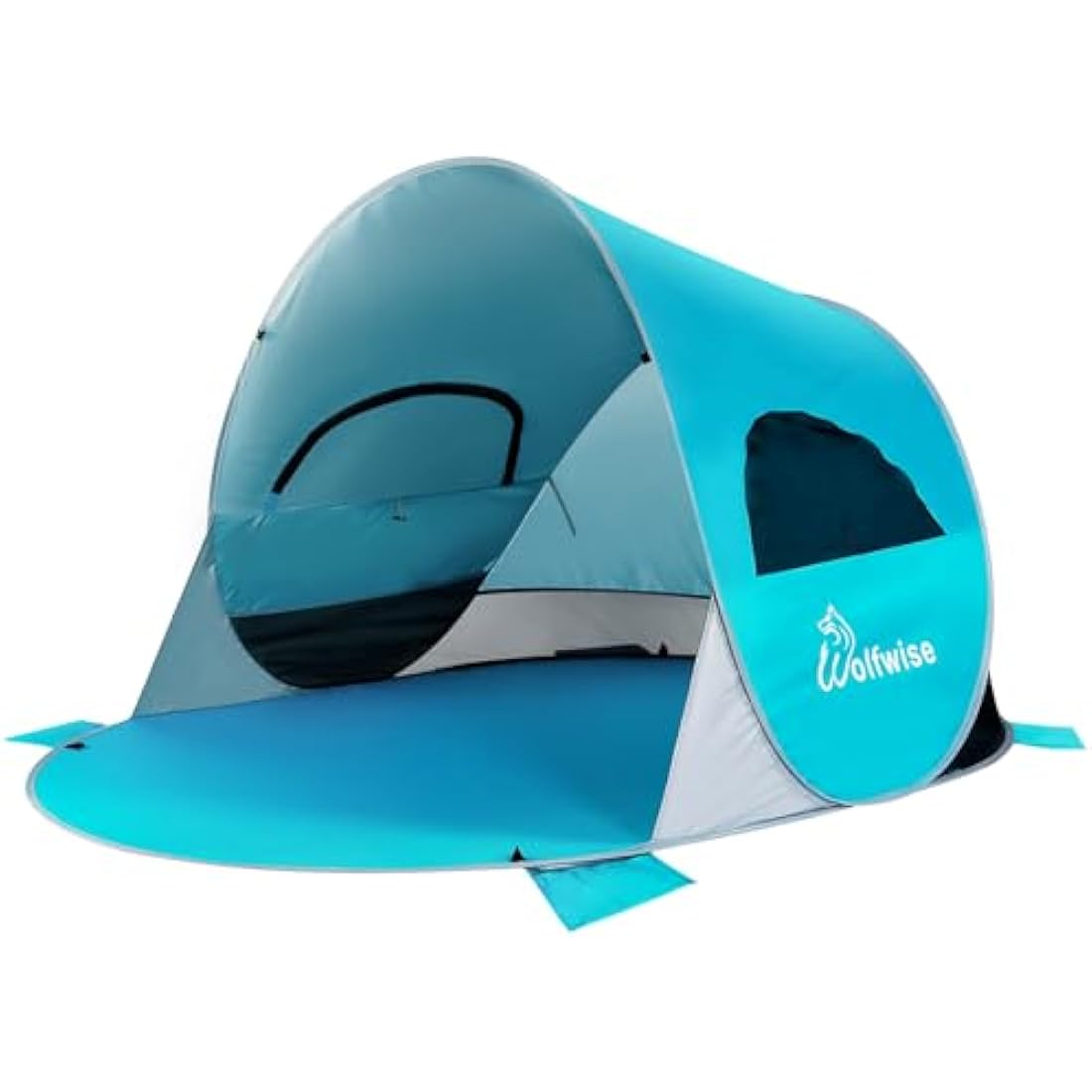 Wolfwise 3-4 Person Pop Up Beach Tent | UPF 50+ Sun Shelter - Blue