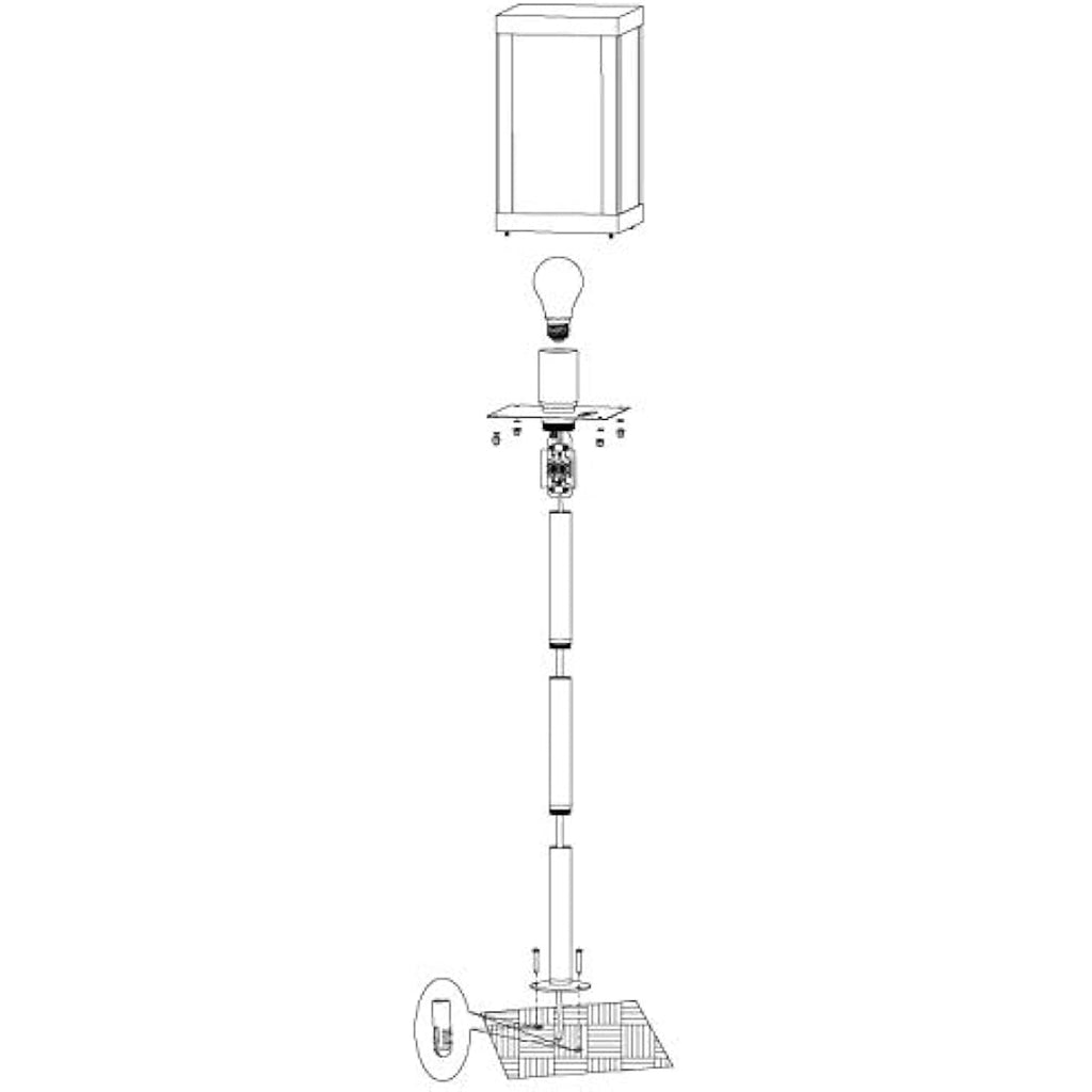 Eglo Alamonte 1 Outdoor Lamppost - Black Steel & Glass Garden Light
