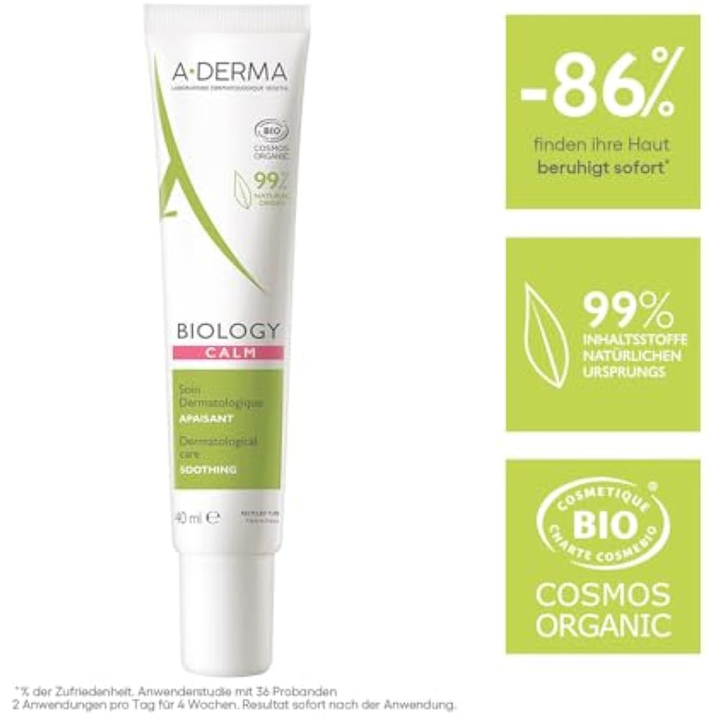A-DERMA Biology Calm Soothing Organic Facial Moisturizer – 40ml