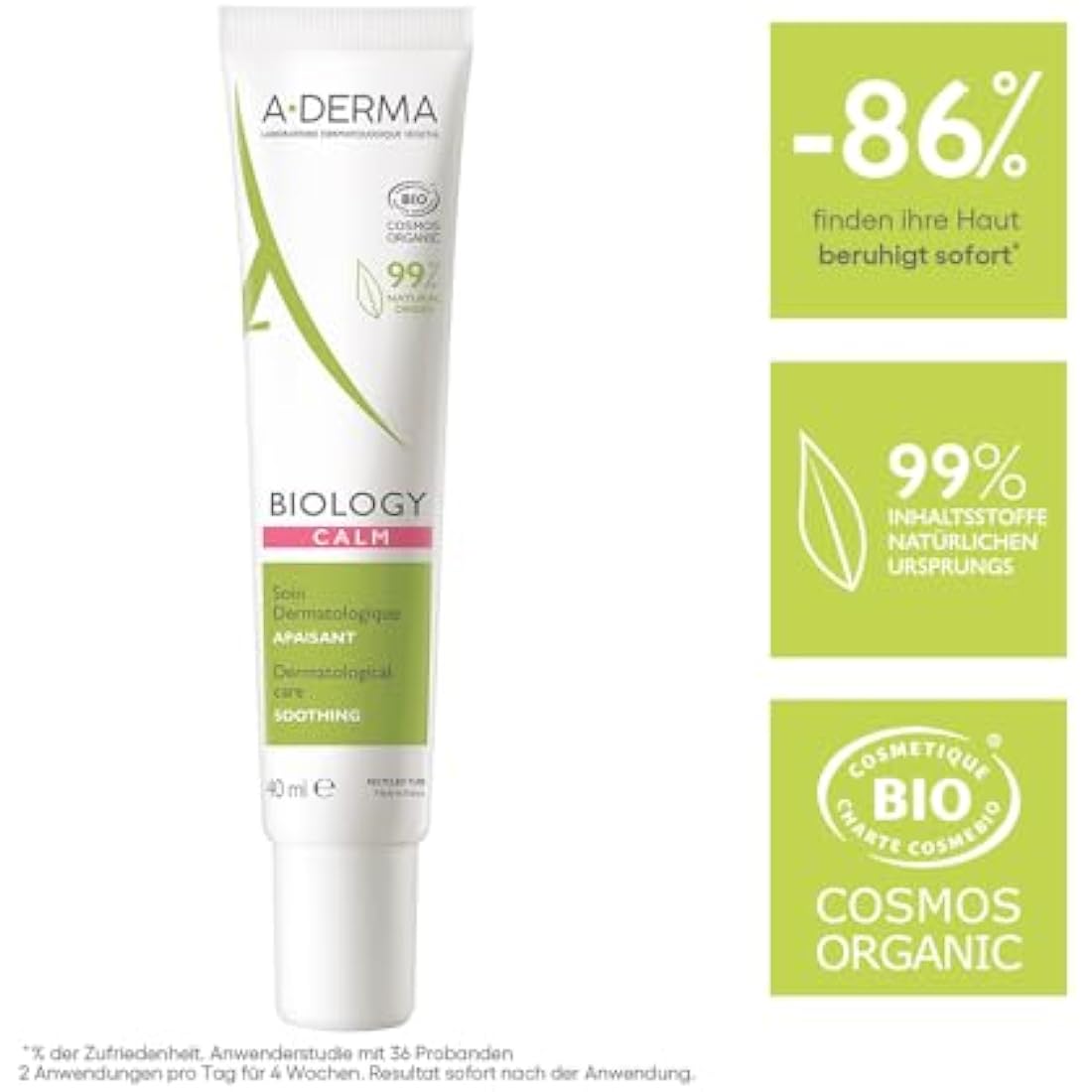 A-DERMA Biology Calm Soothing Organic Facial Moisturizer – 40ml