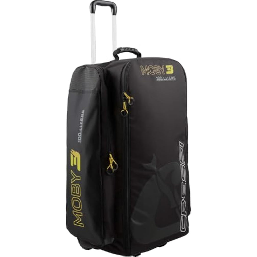 Cressi Moby 3 Scuba Diving Trolley Bag | 100L Wheeled Luggage – Black/Yellow