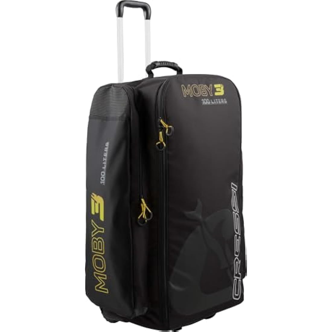 Cressi Moby 3 Scuba Diving Trolley Bag | 100L Wheeled Luggage – Black/Yellow