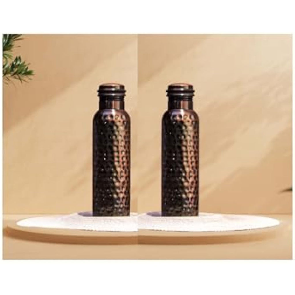 Craft Trade Pure Copper Water Bottle Set of 2 - 1L Leak Proof Black