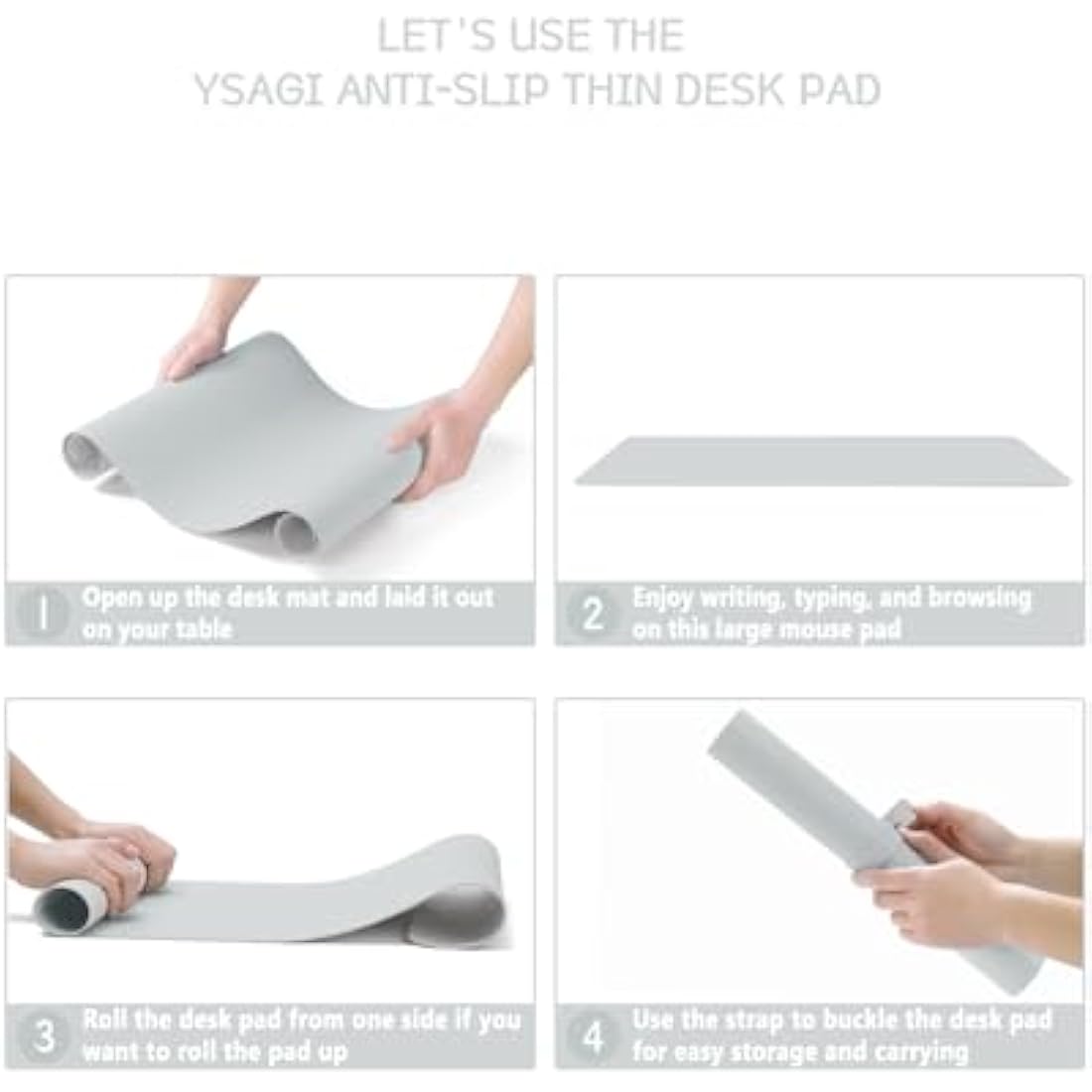 YSAGi Leather Desk Pad – Waterproof Non-Slip Office Writing Mat, Silver Grey