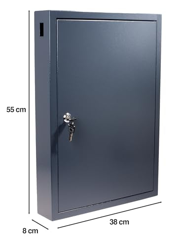Pavo Deluxe Key Cabinet - 100 Key Capacity Wall Storage - Dark Grey