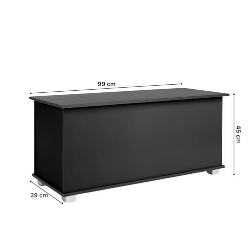 Home Source Black MDF Ottoman Storage Chest & Blanket Box - 99cm