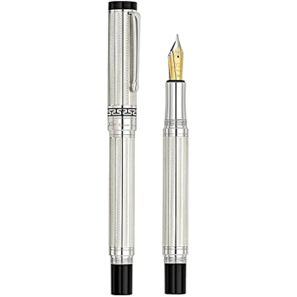 Xezo Tribune 925 Sterling Silver Fountain Pen | Platinum Plated Medium Nib
