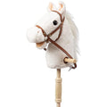 Jolof Store Plush Hobby Horse with Wheels and Sounds - White 36 Inch