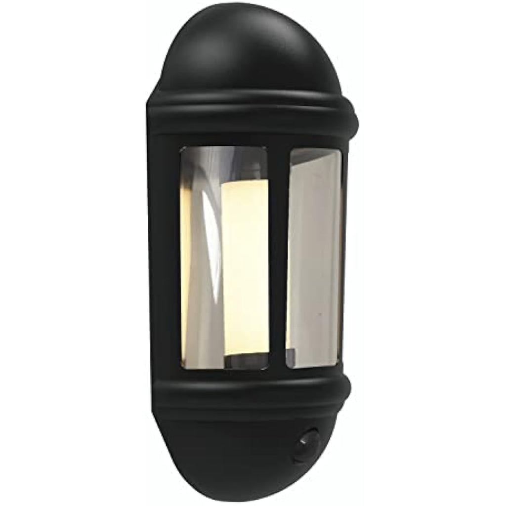 4lite Outdoor LED Half Wall Lantern | Black IP65 Motion Sensor Lamp