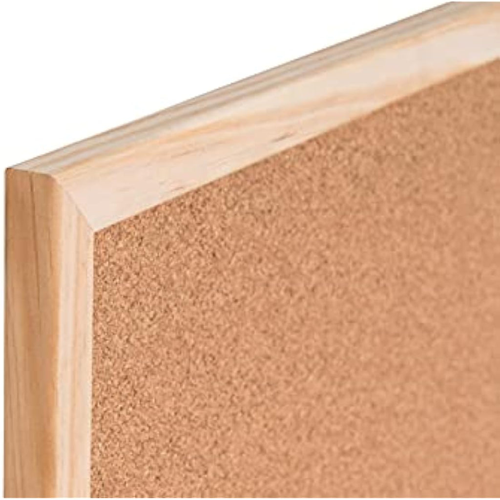 Bi-Office Basic Cork Board | Pine Wood Frame Pin Board | 90 x 60 cm