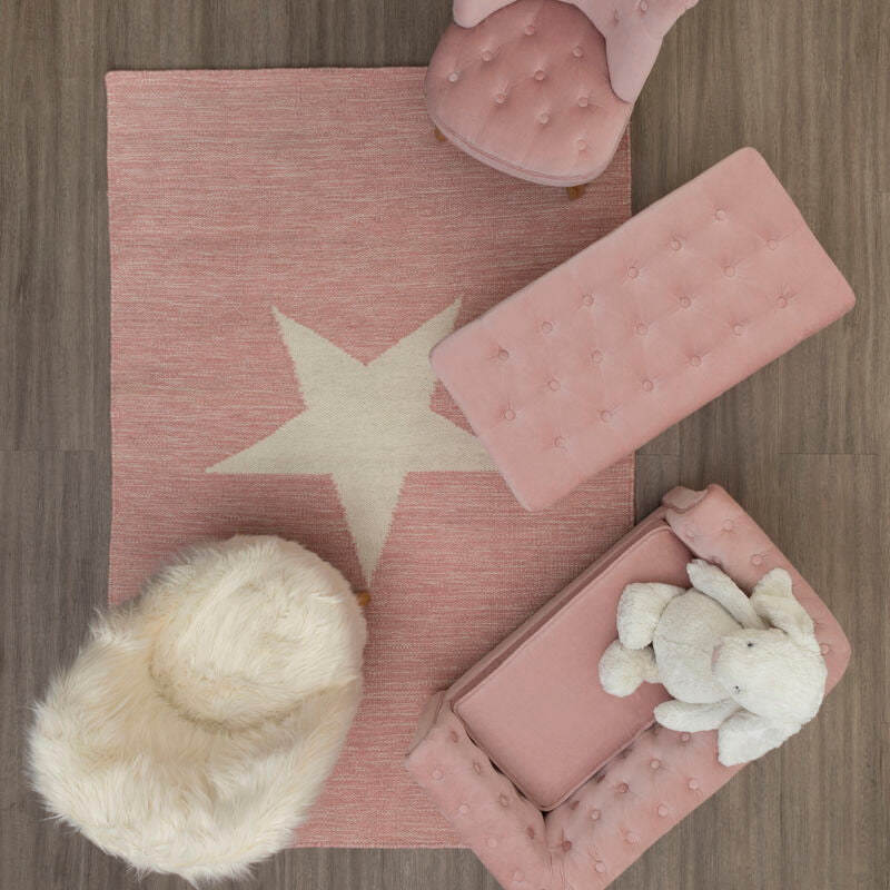Orsina Pink and White Star Rug | Low-Shed Cotton Wool Nursery Decor
