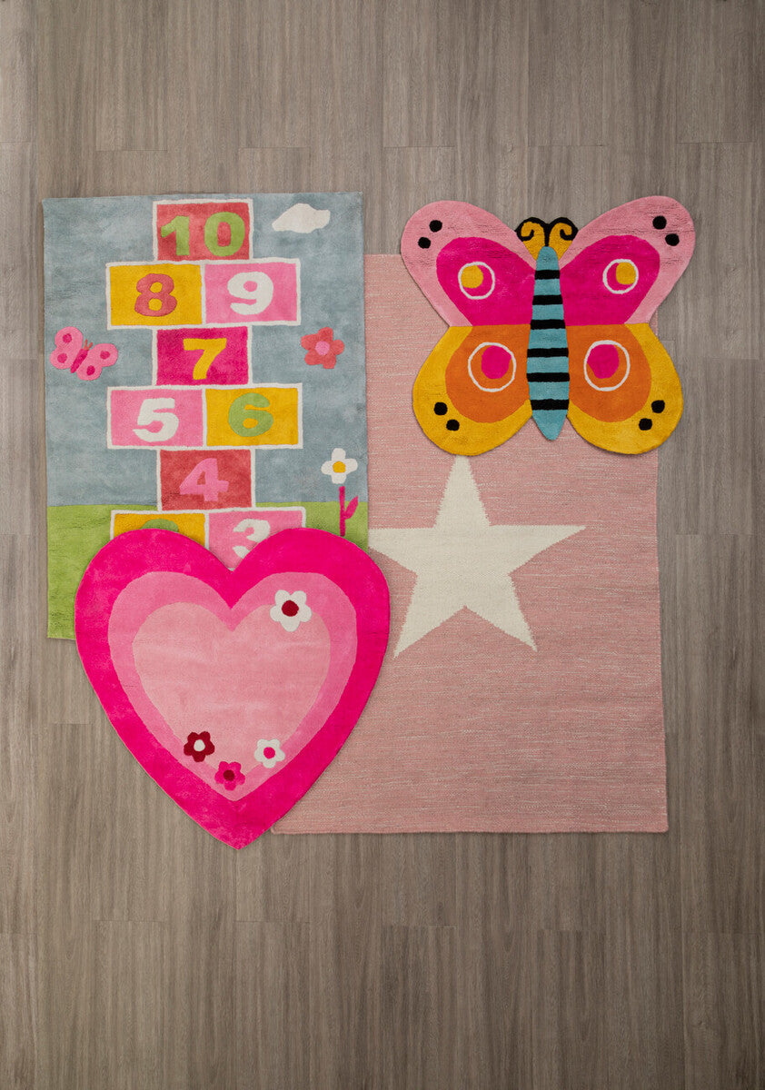 Orsina Kids Butterfly Rug – Hand-Tufted Pink & Orange Playroom Decor