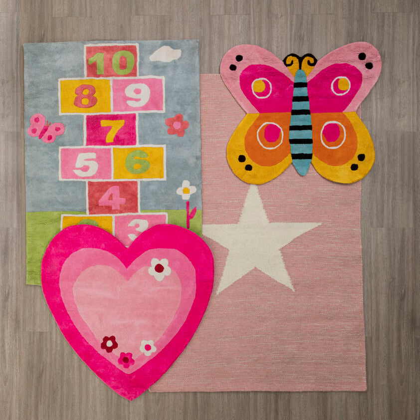 Orsina Kids Love Heart Rug – Hand-Tufted Pink Nursery & Playroom Rug