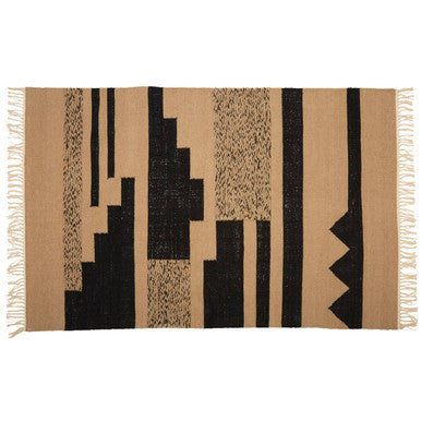 Orsina Bosie Large Trenza Rug – Braided Geometric Sand & Black Area Rug