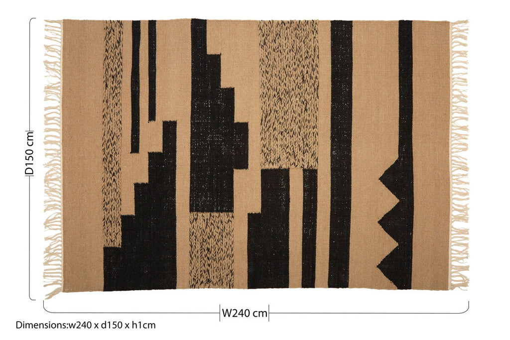 Orsina Bosie Large Trenza Rug – Braided Geometric Sand & Black Area Rug