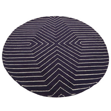 Orsina Bosie Moyo Round Rug – Blue and White Striped Wool Cotton Rug