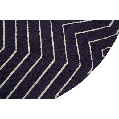Orsina Bosie Moyo Round Rug – Blue and White Striped Wool Cotton Rug