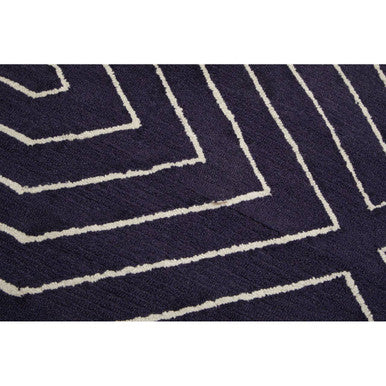 Orsina Bosie Moyo Round Rug – Blue and White Striped Wool Cotton Rug