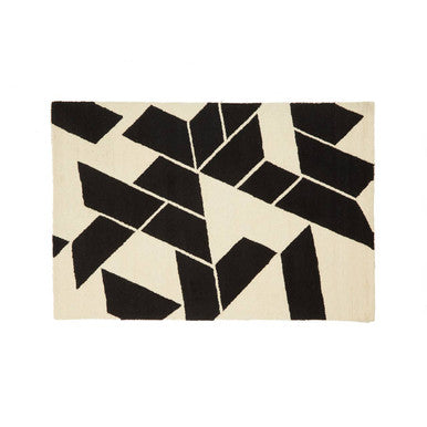 Orsina Milana Small Geometric Rug – Handwoven Black & White Wool