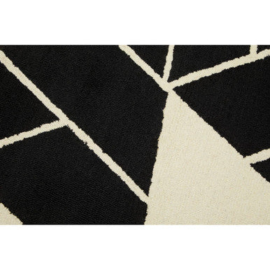 Orsina Milana Small Geometric Rug – Handwoven Black & White Wool
