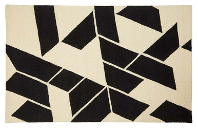 Orsina Milana Large Geometric Rug – Black & White Handwoven Wool