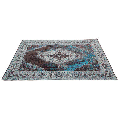 Orsina Bosie Morvi Small Teal Rug – Floral Woven Entryway Accent Rug