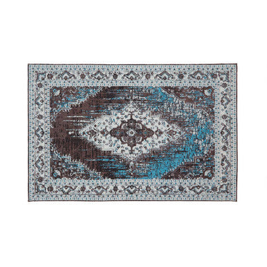 Orsina Bosie Morvi Small Teal Rug – Floral Woven Entryway Accent Rug