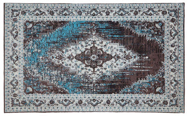 Orsina Bosie Morvi Large Teal Rug – Floral Jacquard Living Room Rug