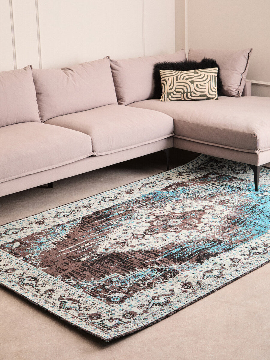 Orsina Bosie Morvi Large Teal Rug – Floral Jacquard Living Room Rug