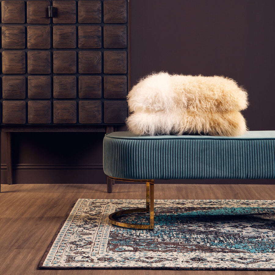 Orsina Bosie Morvi Large Teal Rug – Floral Jacquard Living Room Rug