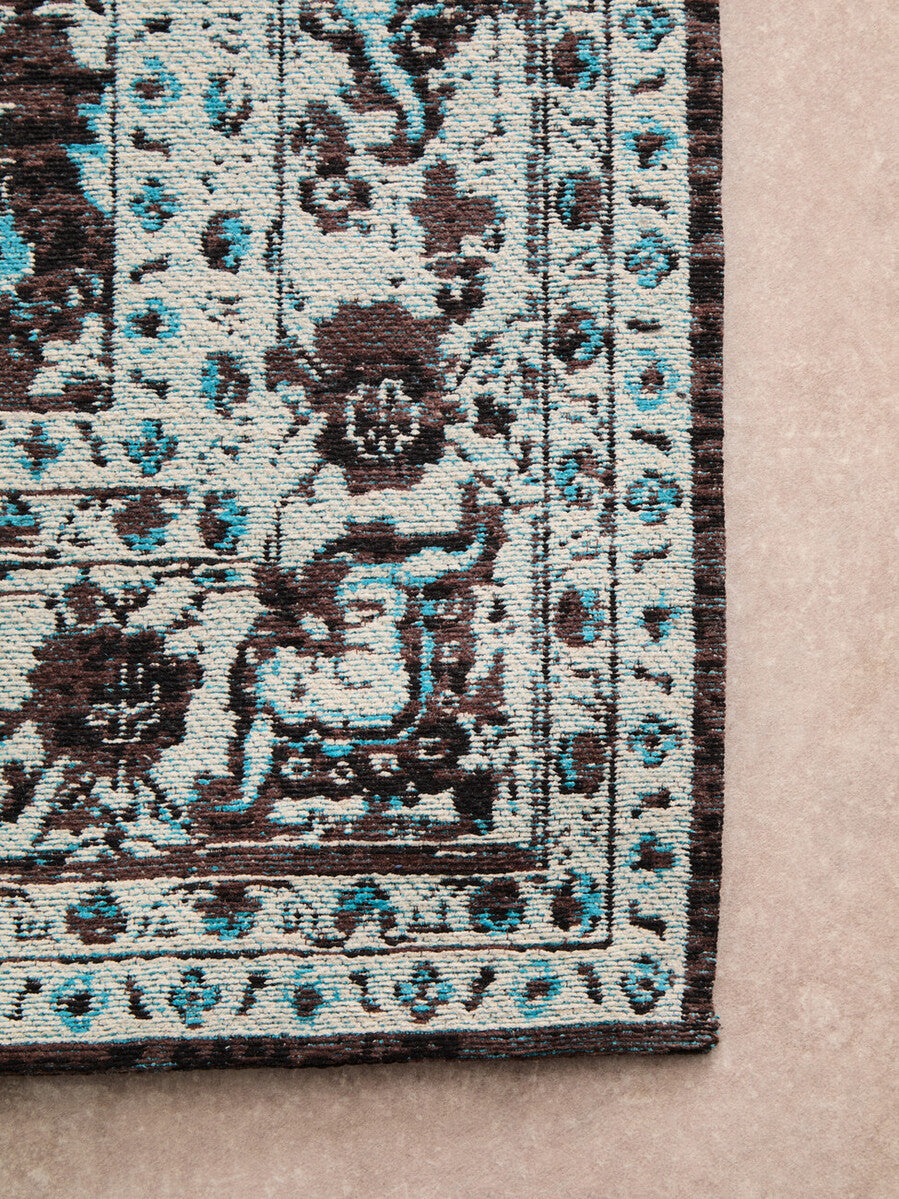 Orsina Bosie Morvi Large Teal Rug – Floral Jacquard Living Room Rug