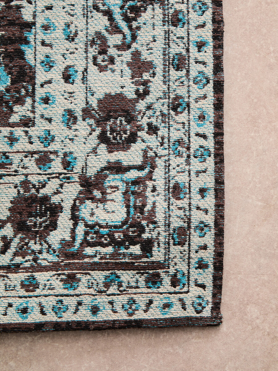 Orsina Bosie Morvi Large Teal Rug – Floral Jacquard Living Room Rug