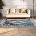 Orsina Bosie Morvi Large Teal Rug – Floral Jacquard Living Room Rug