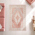 Orsina Bosie Morvi Pink Floral Rug – Small Jacquard Weave Accent Rug