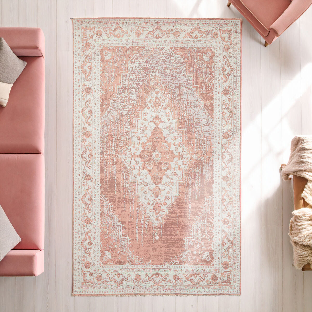 Orsina Bosie Morvi Pink Floral Rug – Large Handwoven Jacquard
