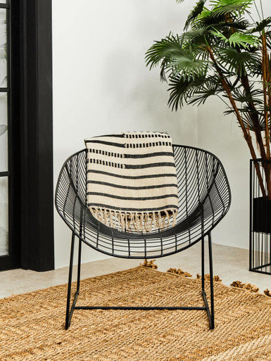 Orsina Bosie Madras Cotton Rug – Modern Striped Minimalist Area Rug