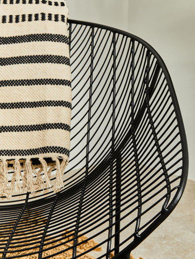 Orsina Bosie Madras Cotton Rug – Modern Striped Minimalist Area Rug