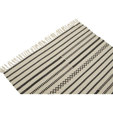 Orsina Bosie Madras Cotton Rug – Modern Striped Minimalist Area Rug