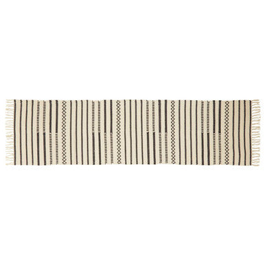 Orsina Bosie Madras Cotton Table Runner – Black and White Stripes