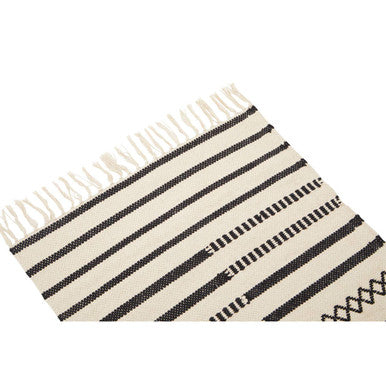 Orsina Bosie Madras Cotton Table Runner – Black and White Stripes