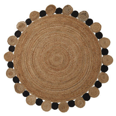 Orsina Bosie Demir Jute Rug – Large Natural and Black Handwoven Area Rug