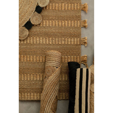 Orsina Bosie Demir Jute Rug – Large Natural and Black Handwoven Area Rug