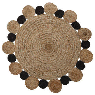 Orsina Bosie Demir Round Jute Rug – Natural and Black Handwoven Decor