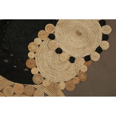 Orsina Bosie Demir Round Jute Rug – Natural and Black Handwoven Decor