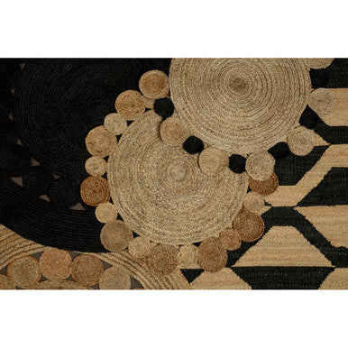 Orsina Bosie Demir Round Jute Rug – Natural and Black Handwoven Decor