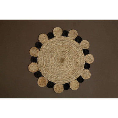 Orsina Bosie Demir Round Jute Rug – Natural and Black Handwoven Decor