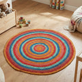 Orsina Kids Multicolour Round Rug – Woven Playroom and Nursery Decor